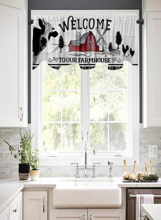 DOTOOMA 54x18 Inches Farmhouse Cow Window Treatment Valance Country Cute Rustic Kitchen Blackout Drapes Bathroom Bedroom Living Room Polyester Fabric Curtains Decorations Supplies - Image 3